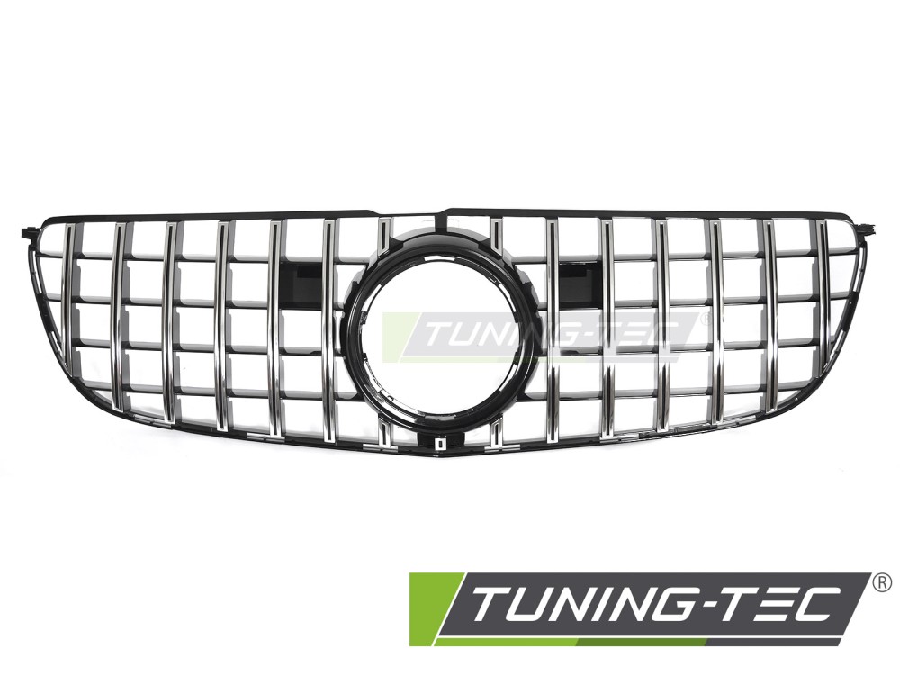 Front Grille Mercedes GLS X166 15-19 GT Style Black Chrome – náhľad 2