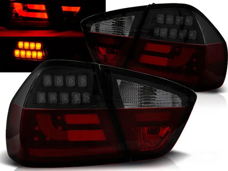Tail lights BMW E90 05-08 LED BAR Red Smoke Black