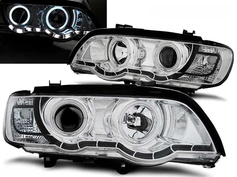 Headlights BMW X5 E53 99-03 Xenon Angel Eyes Chrome