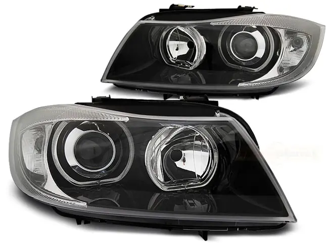Headlights BMW E90 / E91 05-11 Angel Eyes LED Black
