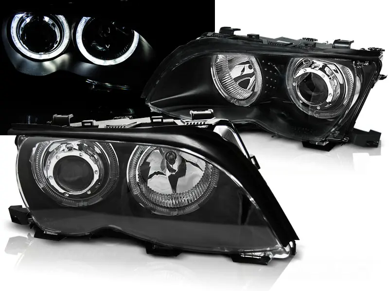 Headlights BMW E46 Sedan / Touring 01-05 Angel Eyes LED Black