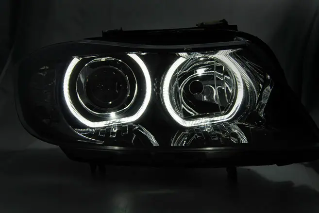 Headlights BMW E90 / E91 05-11 Angel Eyes LED Indicator Black – náhľad 4