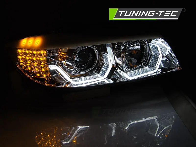 Headlights BMW E90 / E91 05-08 Angel Eyes 3D LED Chrome – náhľad 4