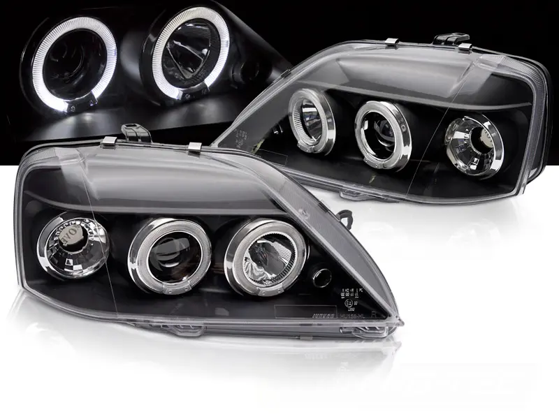 Headlights Dacia Logan I 04-08 Angel Eyes Black