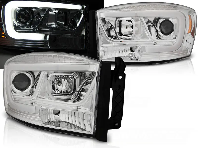 Headlights Dodge Ram 06-08 Tube Light Chrome