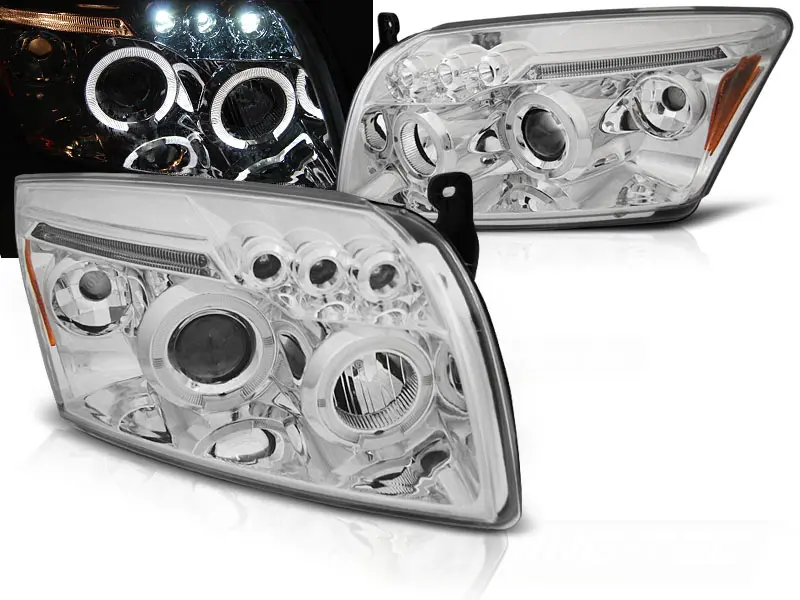 Headlights Dodge Caliber 06-12 Angel Eyes Chrome