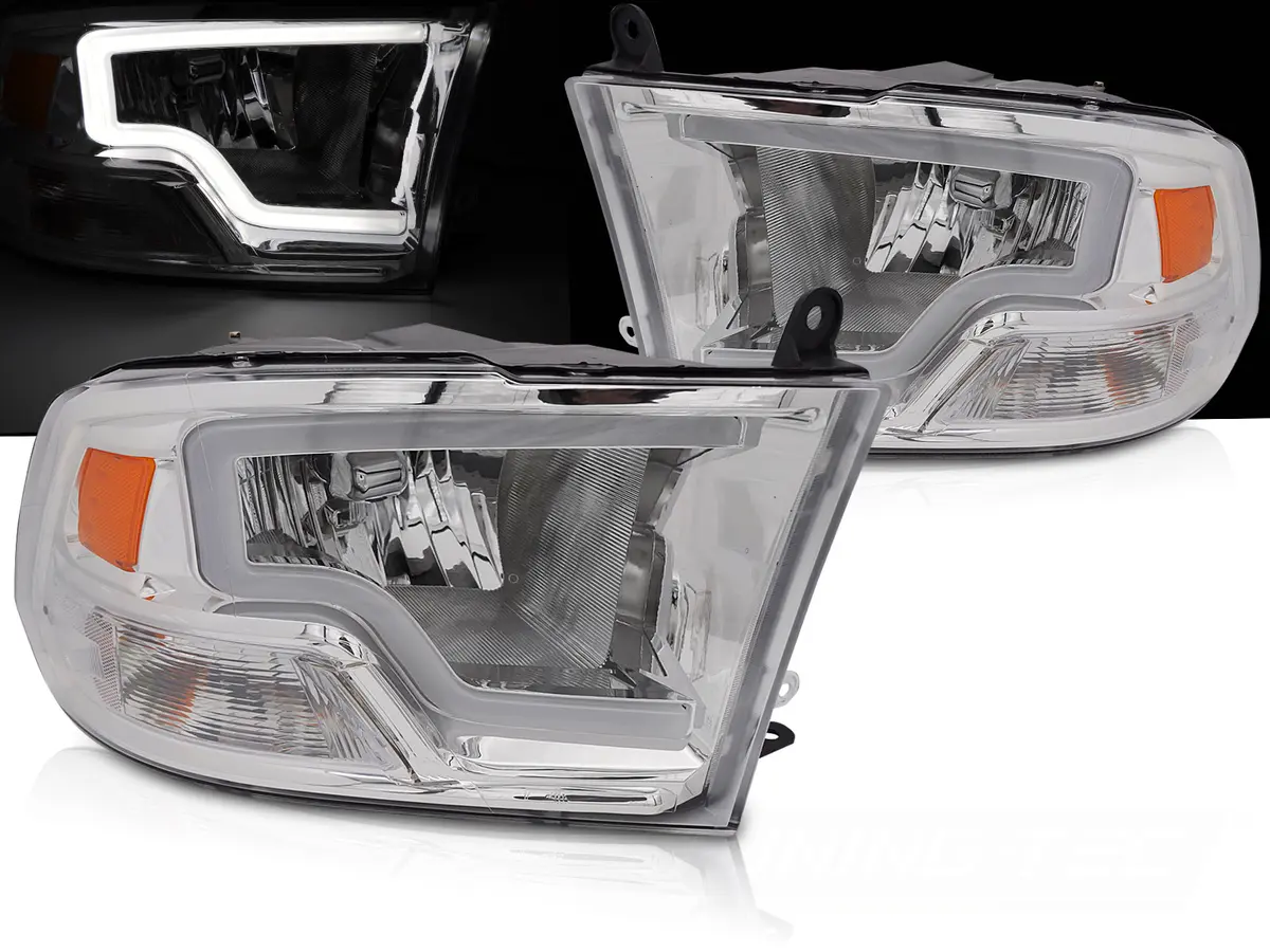 Headlights Dodge Ram 09-18 Tube Light Chrome