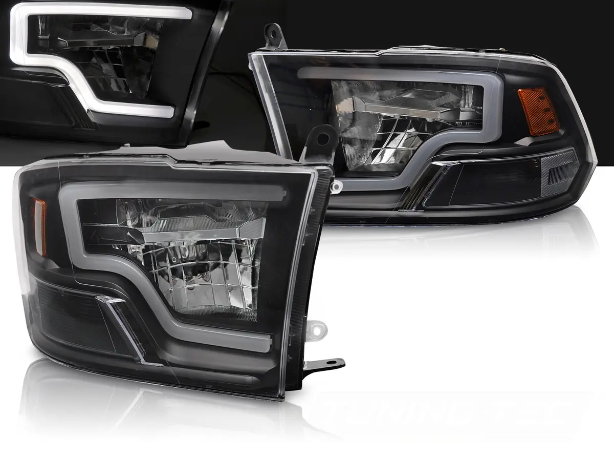 Headlights Dodge Ram 09-18 LED Tube Light Black