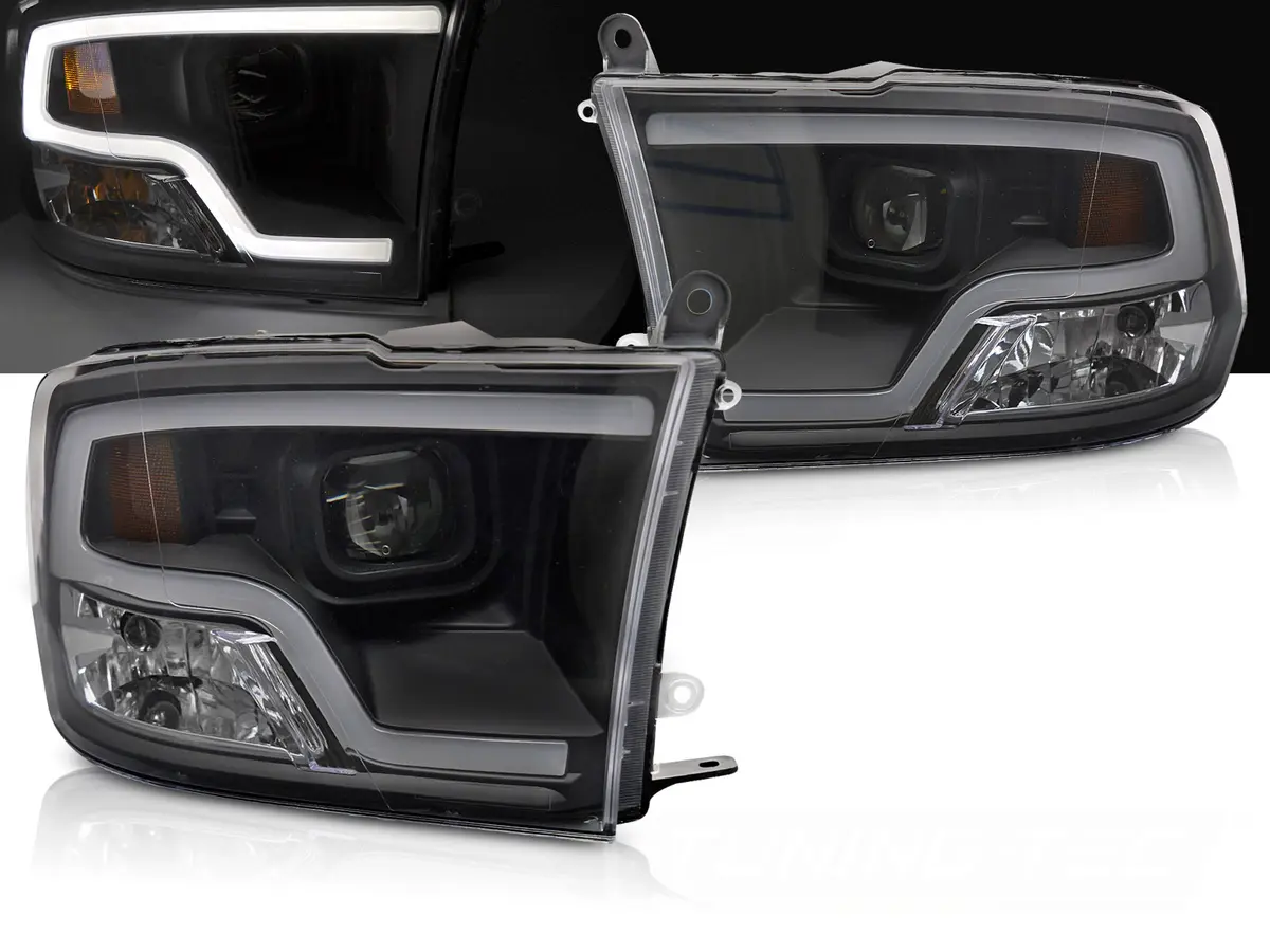 Headlights Dodge Ram 09-18 Tube Light Projector Black