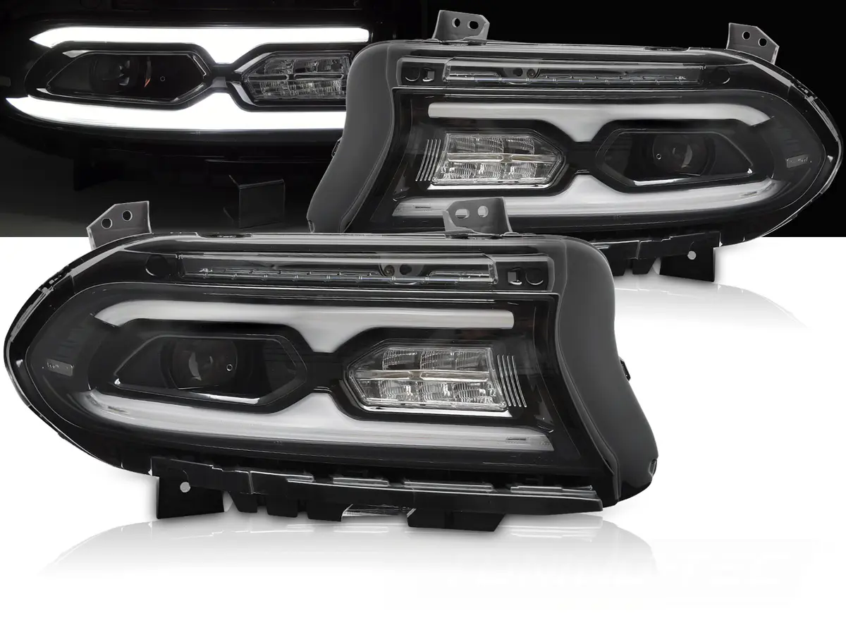 Headlights Dodge Charger 14-23 Full LED DRL Black