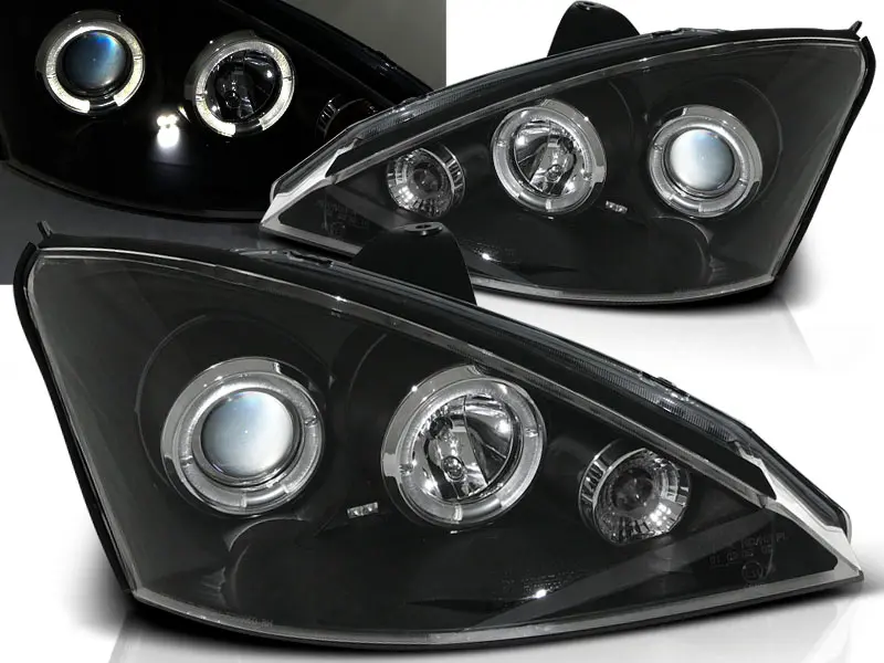 Headlights Ford Focus I 01-04 Angel Eyes Black