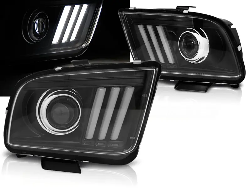 Headlights Ford Mustang 04-09 Tube Light Black