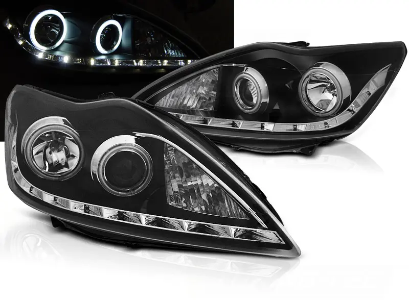 Headlights Ford Focus II 08-10 Angel Eyes CCFL Black
