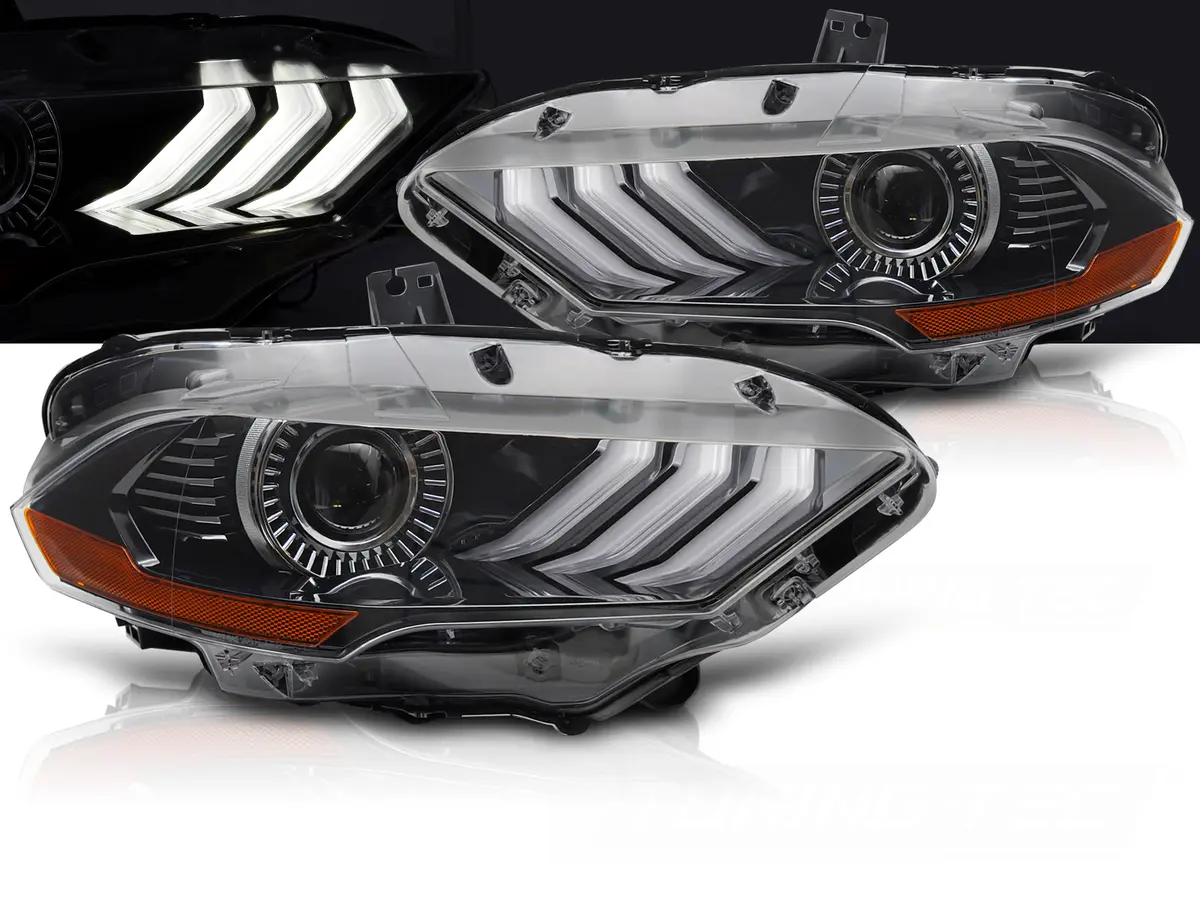 Headlights Ford Mustang 18-21 Full LED RGB DRL Black