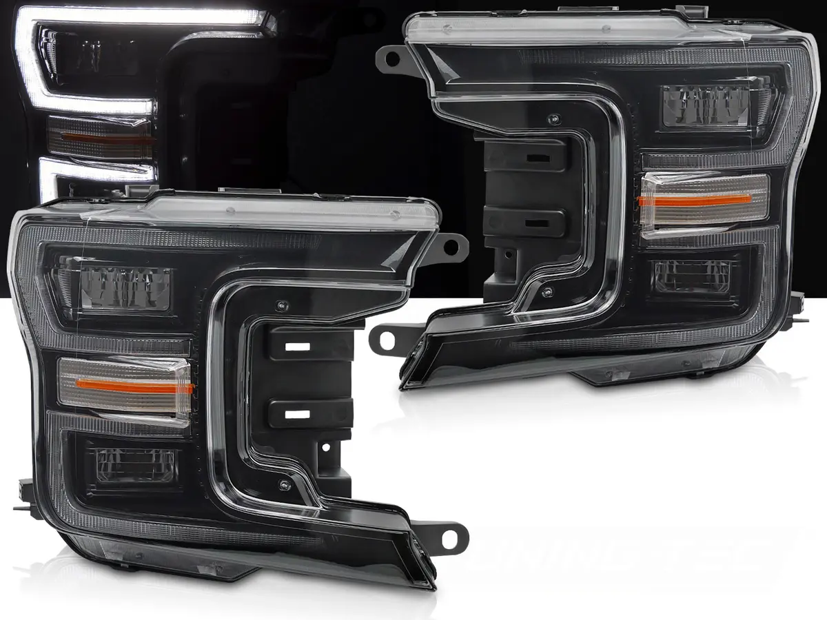 Headlights Ford F-150 17-20 Full LED DRL Black (dynamic indicator)