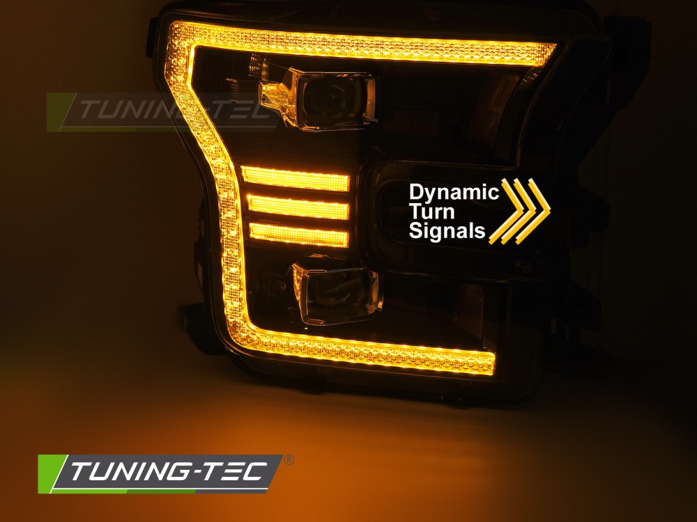 Headlights Ford F-150 14-17 Full LED DRL Yellow Black – náhľad 3