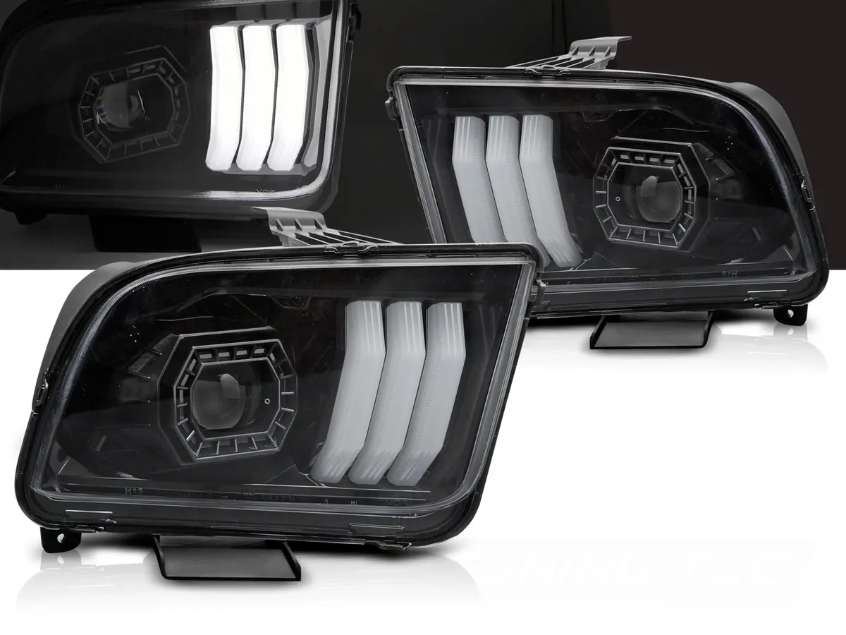 Headlights Ford Mustang 04-09 Tube Light Black (H9)