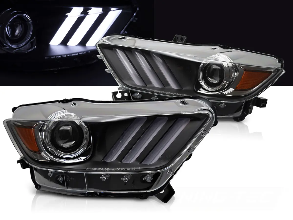 Headlights Ford Mustang 14-17 Xenon DRL Black