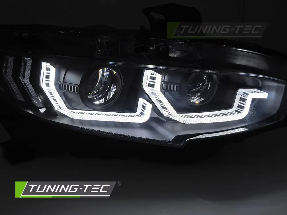 Headlights Honda Civic X 16-21 Full LED DRL Black – náhľad 2