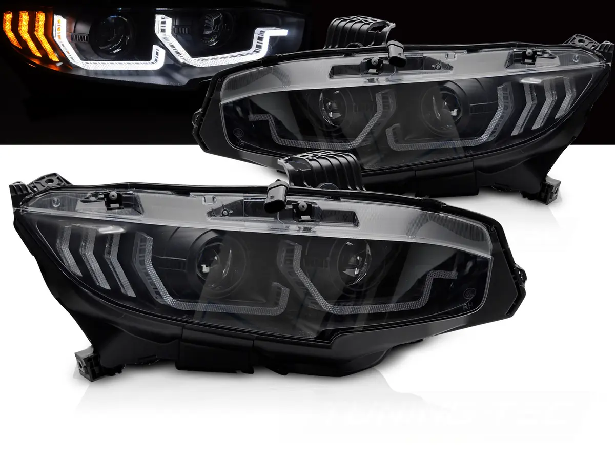 Headlights Honda Civic X 16-21 Full LED DRL Black