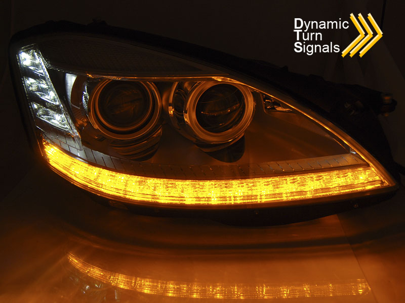 Headlights Mercedes S Class W221 05-09 Xenon Daylight Chrome (dynamic indicator) – náhľad 2