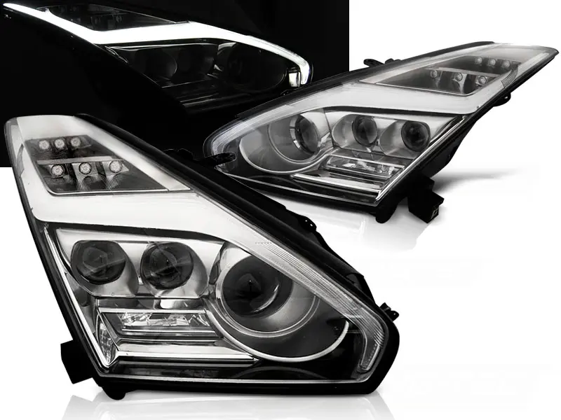 Headlights Nissan GT-R 08-13 Tube Chrome LED