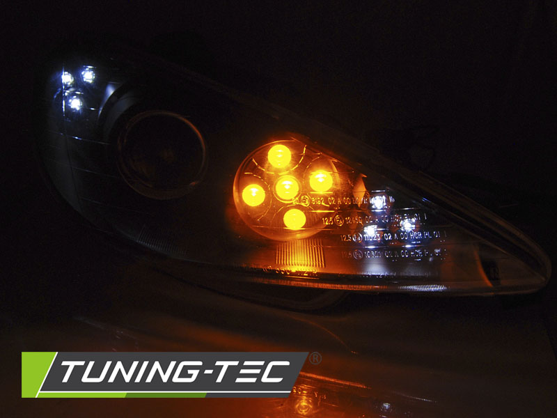 Headlights Peugeot 206 Angel Eyes Chrome LED – náhľad 2