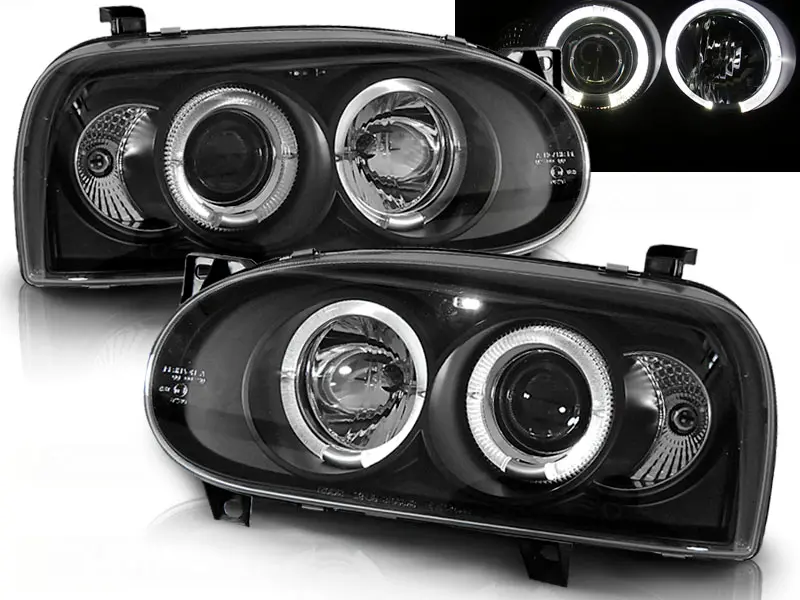 Predné svetlá Volkswagen Golf III 91-97 Angel Eyes Black