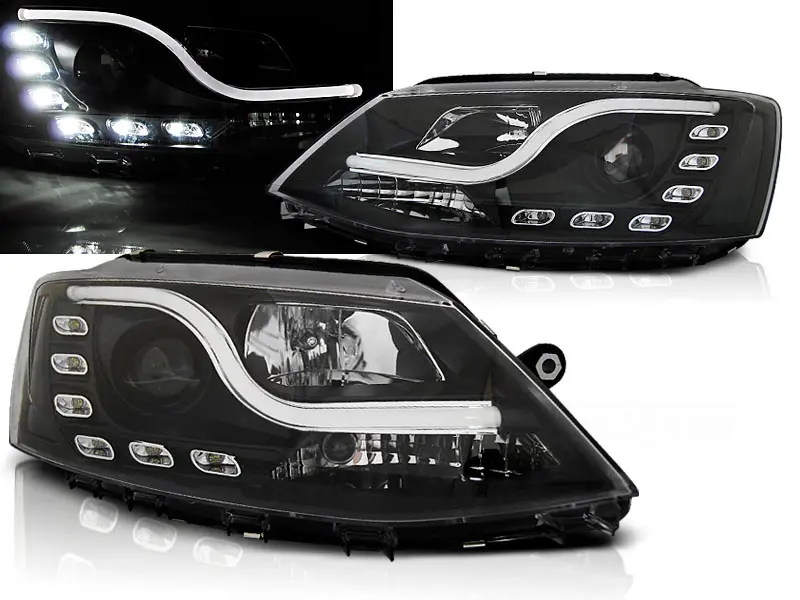 Headlights Volkswagen Jetta VI 11-18 Tube Light DRL Black