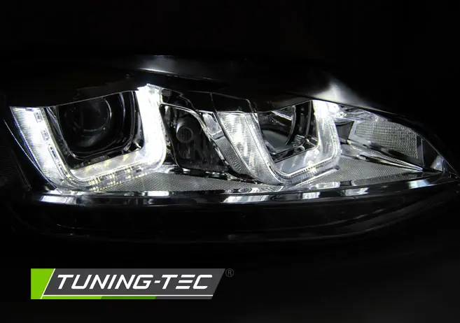 Headlights Volkswagen Golf VII 12-17 U-LED DRL Chrome – náhľad 2