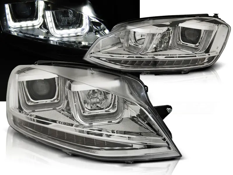 Headlights Volkswagen Golf VII 12-17 U-LED DRL Chrome