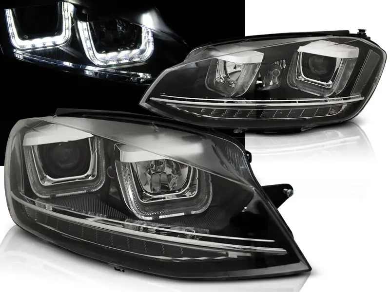 Headlights Volkswagen Golf VII 12-17 U-LED DRL Black