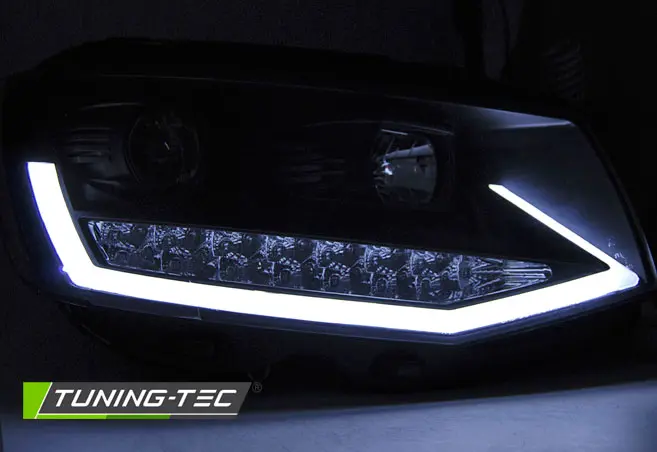 Predné svetlá Volkswagen Transporter T6 15-19 Tube Light DRL Black Chrome — bazár – náhľad 3