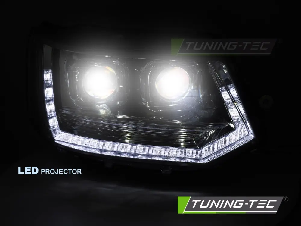 Headlights Volkswagen Transporter T5 10-15 Full LED Tube T6 Look Chrome – náhľad 3