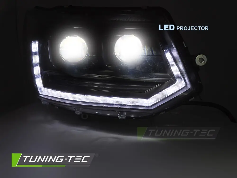 Headlights Volkswagen Transporter T5 10-15 Full LED Tube T6 Look Black – náhľad 4