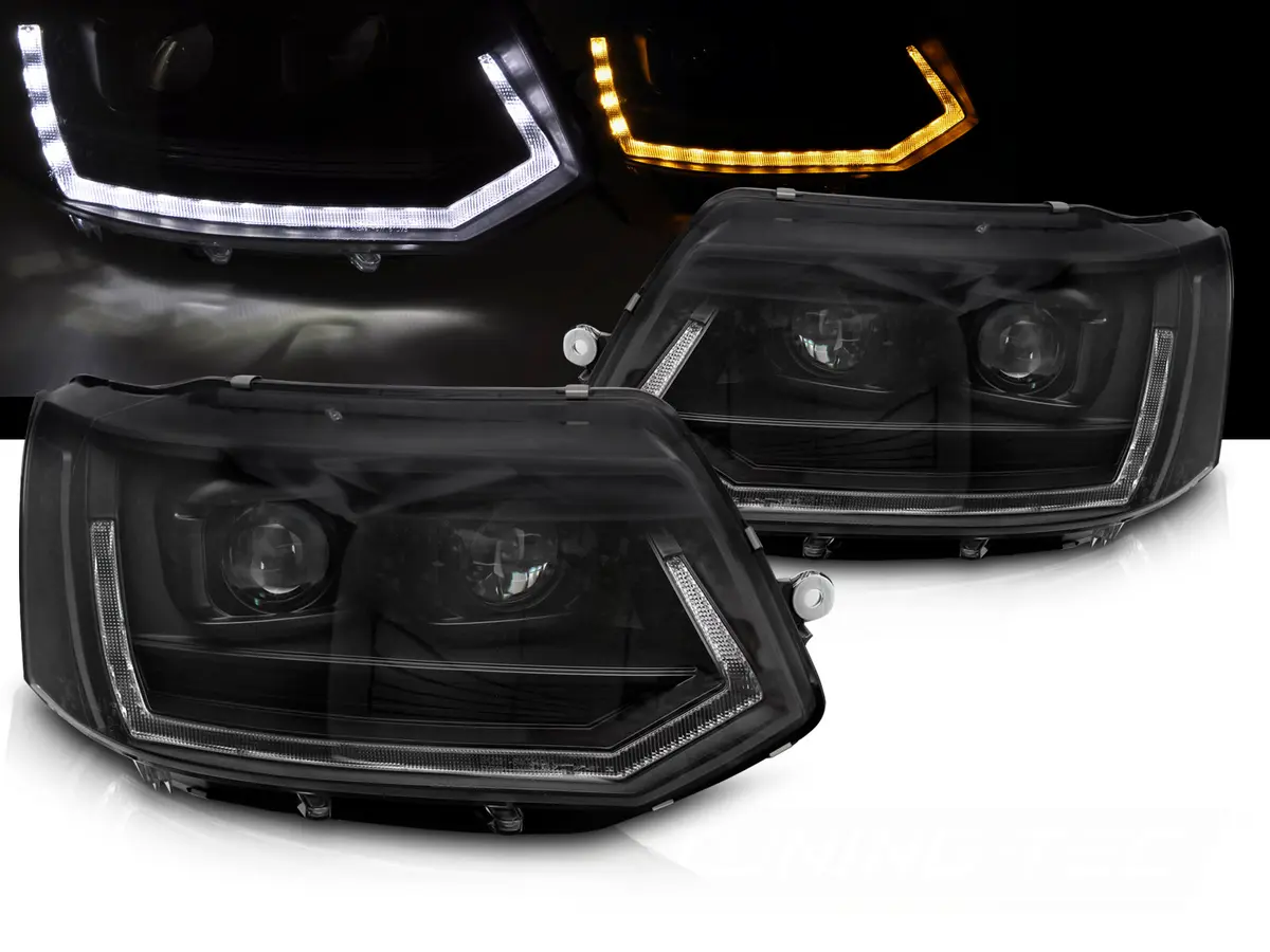 Headlights Volkswagen Transporter T5 10-15 Full LED Tube T6 Look Black