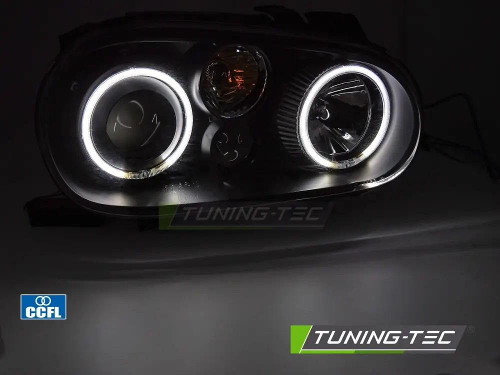 Headlights Volkswagen Golf IV 97-03 Angel Eyes CCFL Black – náhľad 2