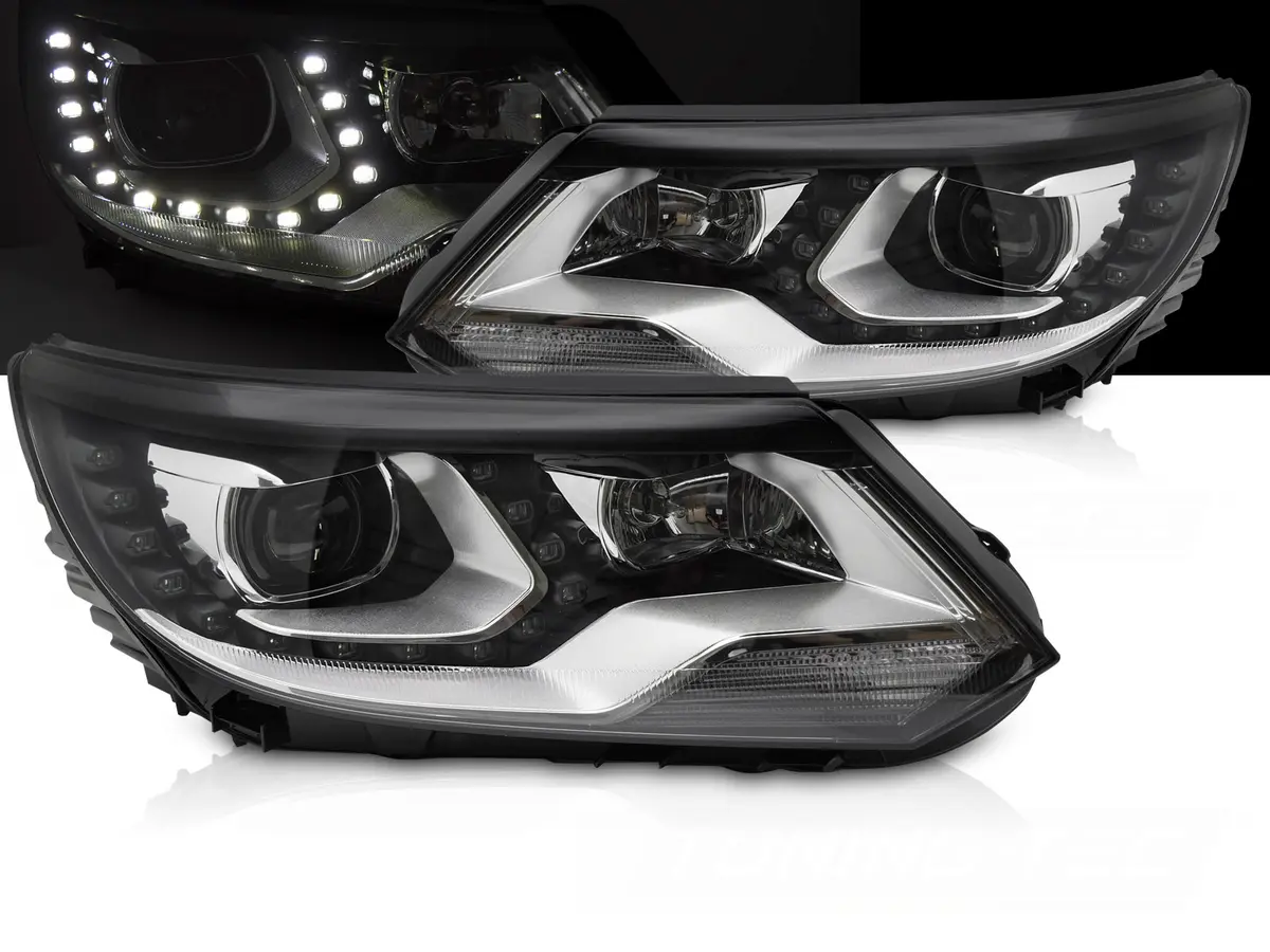 Headlights Volkswagen Tiguan I 11-15 LED DRL Black