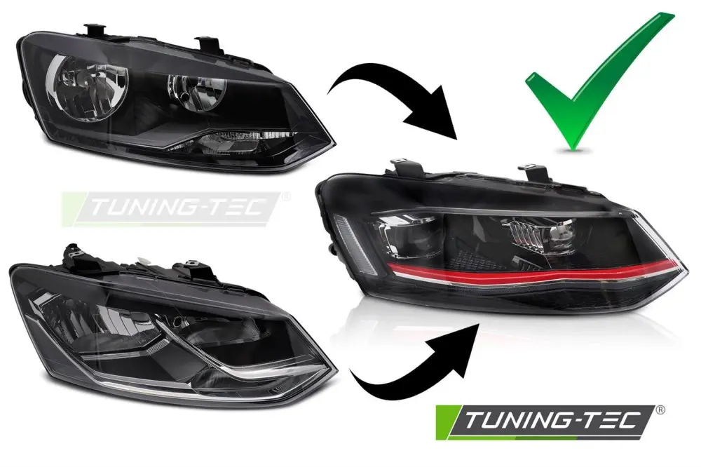 Headlights VW Polo 6R 09-17 FULL LED Red DRL Sequential – náhľad 5