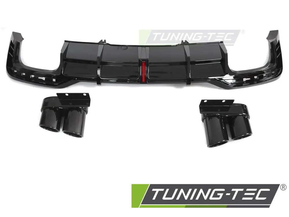 Difúzor Audi A5 F5 19-23 Twin Outlet Glossy Black s LED brzdovým svetlom Sport Style — bazár – náhľad 2