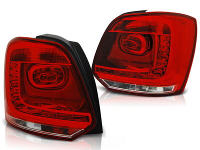 Zadné diodové svetlá VW Polo 09-13 Red Clear Red 