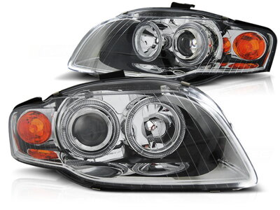 Predné tuningové svetlá Audi A4 04-08 Angel Eyes Chrome