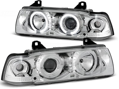 Predné tuningové svetlá BMW E36 Coupe/Cabrio 90-98 Angel Eyes Chrome
