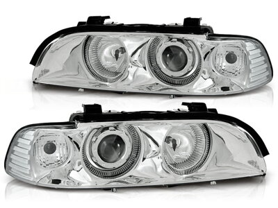 Predné svetlá BMW E39 Chrome Angel Eyes H7/H7