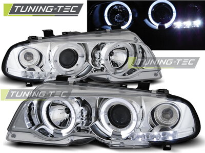 Predné tuningové svetlá BMW E46 Coupe/Cabrio 99-03 Angel Eyes Chrome