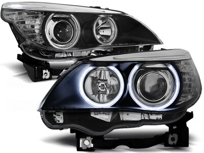 Predné Angel Eyes svetlá BMW E60 E61 CCFL Black Halogen
