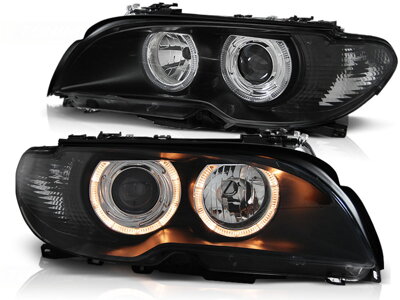 Predné tuningové Angel Eyes svetlá BMW E46 Coupe / Cabrio 03-06 Black FK