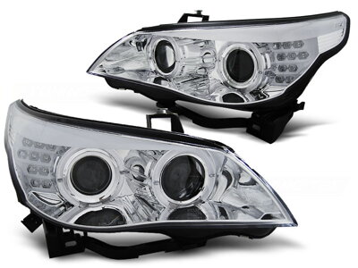 Predné svetlá BMW E60 E61 03-07 Chrome LED