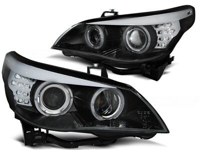 Predné svetlá BMW E60 E61 03-07 Black LED