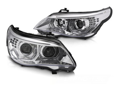 Predné svetlá BMW E60 E61 03-07 3D Angel Eyes Chrome